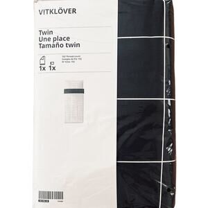 IKEA VITKLOVER Black & White Checked Twin Duvet Cover & Pillowcase